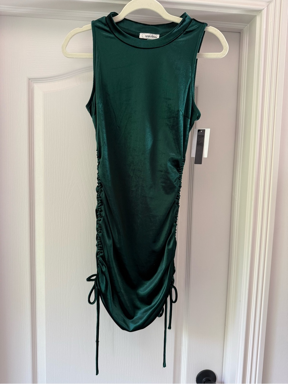 Speechless Emerald Green Sleeveless Ruched Mini Dress